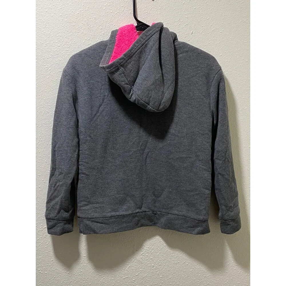 Puma Girls Gray Hoodie With Pink Logo & Sherpa Lining M (10-12) - Picture 6 of 14